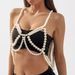 C0597 Bikini con perlas de viento y huecos en el pecho para chica picante, estilo discoteca sexy, cadena corporal con cuentas de múltiples capas para mujer_voghion.com
