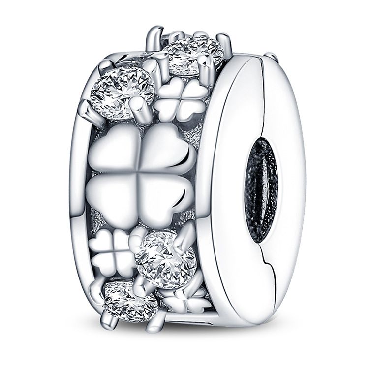 Gioielli da donna in argento placcato in rame bianco, accessori fai da te, perline, fibbia a forma di quadrifoglio portafortuna_voghion.com