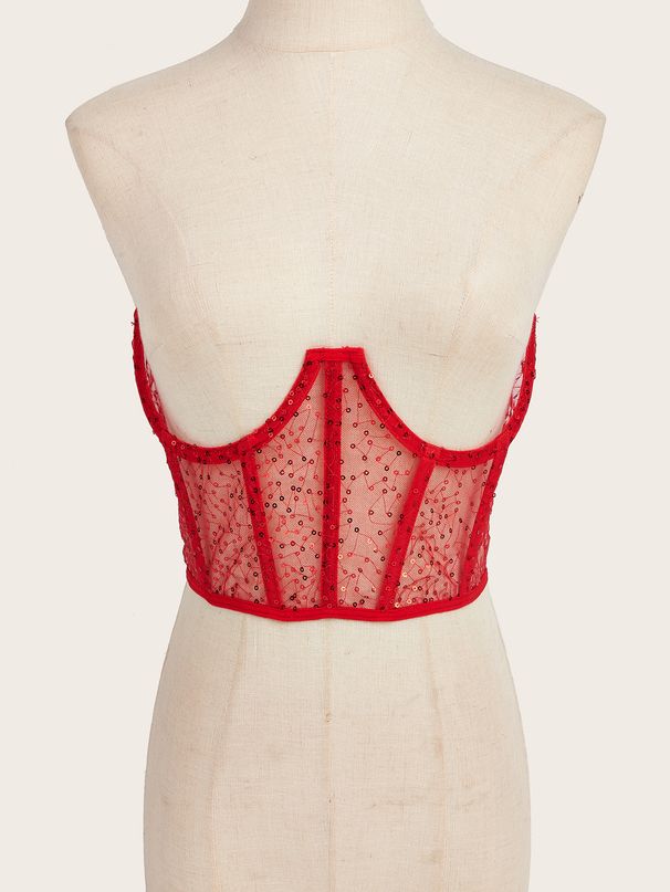 Canotta piccola da pendolare con cinturino in perline, anello in acciaio sul petto, vestibilità aderente, con guarnizione in vita, da donna_voghion.com