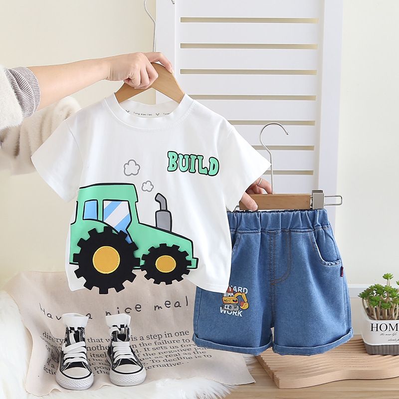 Boys' Clothing Set 2025 New Fashionable Stylish Children's Cartoon Short Sleeve Summer Outfit For 1-2 Year Old Babies_voghion.com