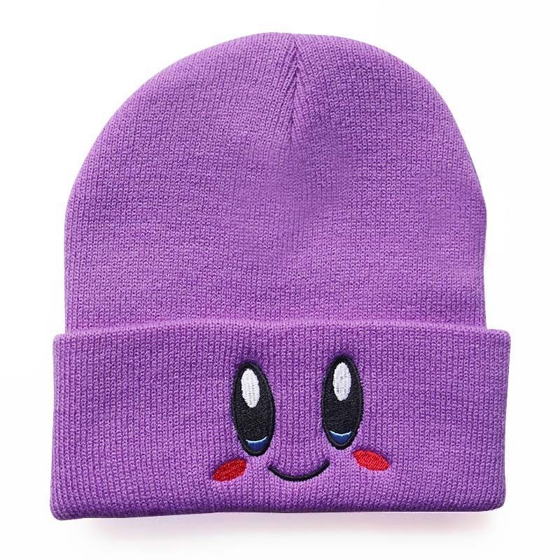 Men and women lovely smiling face eyes Hoshi embroidered knitted hat warm pullover hat student head winter wool cold hat_voghion.com