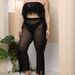 Seaside vacation beach suit sexy see-through mesh plus size women's ruffled trousers two-piece set_voghion.com