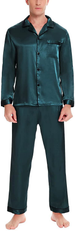 Men satin Silk Pama Set Sleepwear long sleeve Pjs suit top pants 2 pcs set_voghion.com