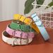 Pet Dog PU Leather Adjustable With Bell Cute Cat Puppy Collar Japanese Style_voghion.com