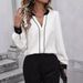 Abbigliamento da donna alla moda, camicia con scollo a V e bottoni, top a maniche lunghe_voghion.com