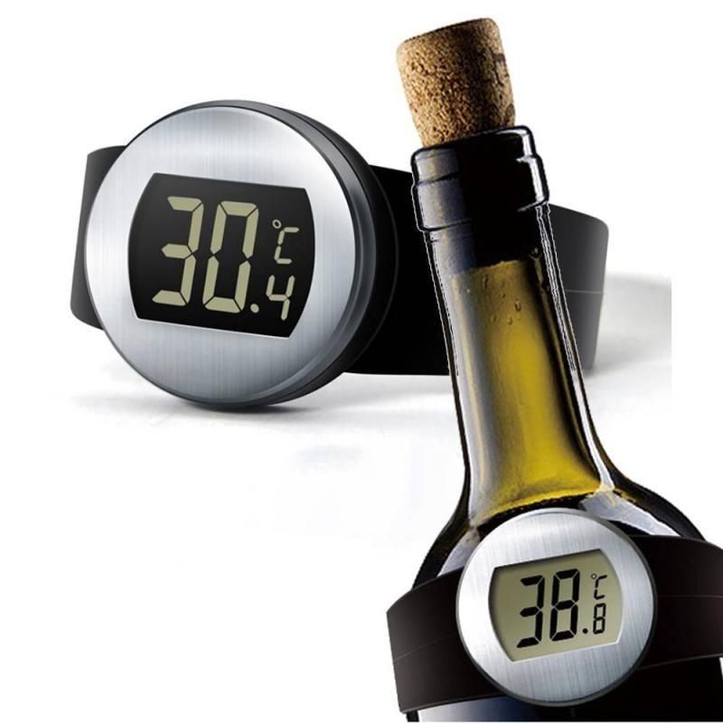 LCD digitális hőmérő hőmérsékletmérő borhoz, pezsgőhöz, sörhöz, csuklópántos hőmérő, hordozható otthoni bárokhoz, eszközökhöz_voghion.com