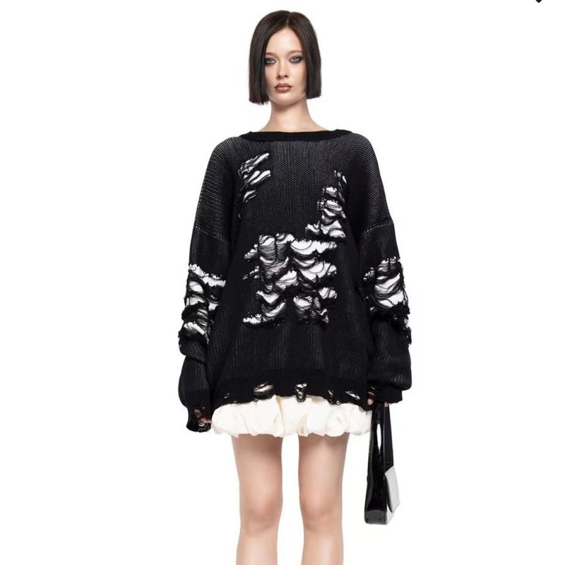 Einfarbiger Langarmpullover für Damen_voghion.com