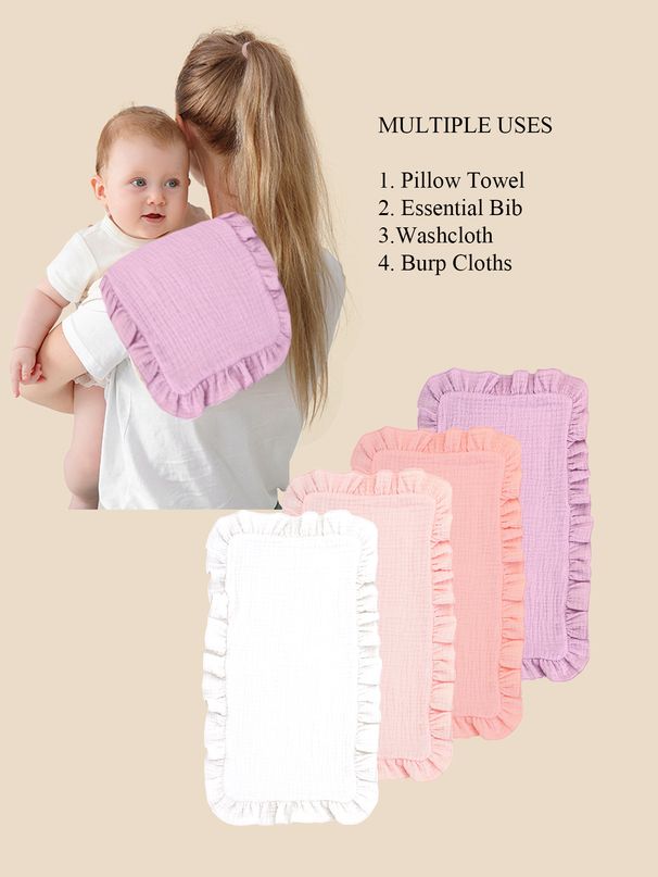 4 gab./komplekts mīksts muslīna kokvilnas marles plecu lupatiņa mazuļa atraugas spilventiņš volāns jaundzimušā mazuļa atraugas lupatiņas_voghion.com