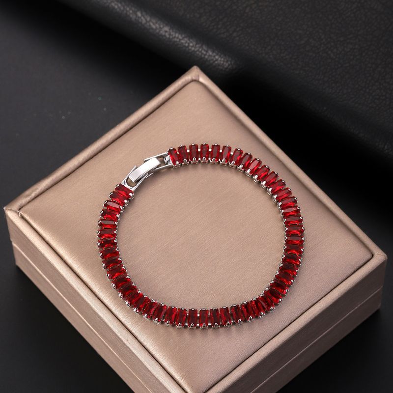 Pulseira retangular de zircônia colorida de 2,5 * 5 mm, pulseira de tênis moderna e elegante para homens e mulheres_voghion.com
