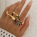 simple ins style colorful tassel pendant ring niche irregular crystal metal ring set_voghion.com