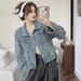 Aiyixuan Short Denim Jacket, Women's Early Autumn New Design, Slimming Long Sleeved Jacket Top_voghion.com