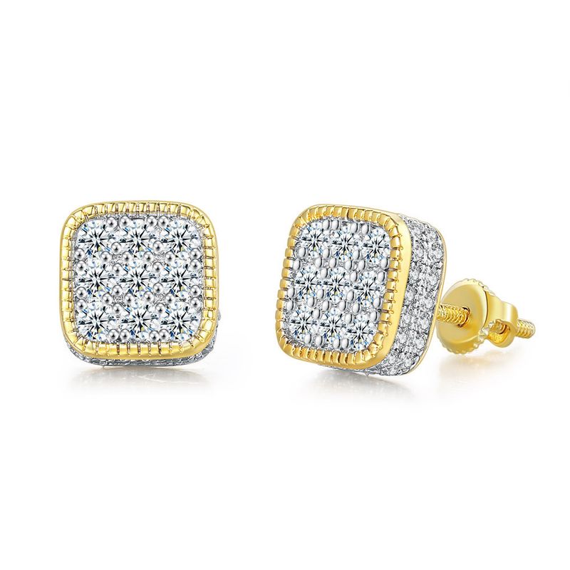 Hot selling street square hip-hop with full diamond zircon micro inlay color separation electroplating thread_voghion.com