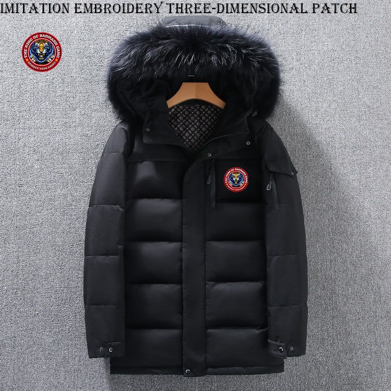 Men's Clothing Long Down Work Clothing Jacket Fashionable Outdoor Tiger Head Imitation Embroidery Men's Knee Length Thickened Jacket_voghion.com