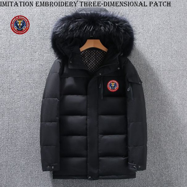 Men's Clothing Long Down Work Clothing Jacket Fashionable Outdoor Tiger Head Imitation Embroidery Men's Knee Length Thickened Jacket_voghion.com