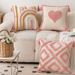 Fluffy Tufted Heart Pillow - Soft & Washable Boho Throw Cushion For Sofa, Bed, Nursery (Pink, 16x16 Inches)_voghion.com