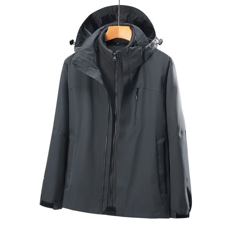 Hochwertiger Outdoor-Drei-in-Eins-Angriff für Paare, winddichter und wasserdichter, abnehmbarer zweiteiliger warmer Wanderanzug_voghion.com