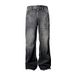 Abbigliamento maschile retrò blu scuro Lightning Cracked Jeans per uomo e donna Pantaloni larghi a gamba larga Pantaloni svasati dritti lavati_voghion.com