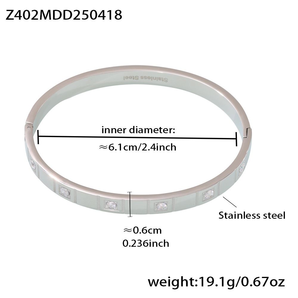 Bracciale rigido in acciaio inossidabile con zirconi cubici per uomo e donna con chiusura di sicurezza - Accessorio unisex elegante e resistente da indossare tutti i giorni_voghion.com