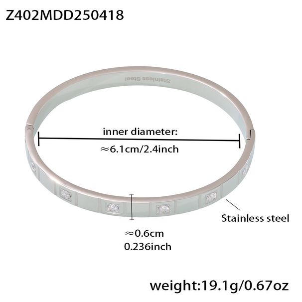 Bracciale rigido in acciaio inossidabile con zirconi cubici per uomo e donna con chiusura di sicurezza - Accessorio unisex elegante e resistente da indossare tutti i giorni_voghion.com