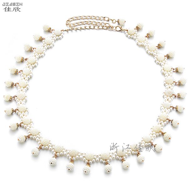 Neue Mode Perle Bauch Taille Sailor Quaste Anhänger Diamant Kette Metall Gürtel frauen Tanz Kleid Zubehör_voghion.com