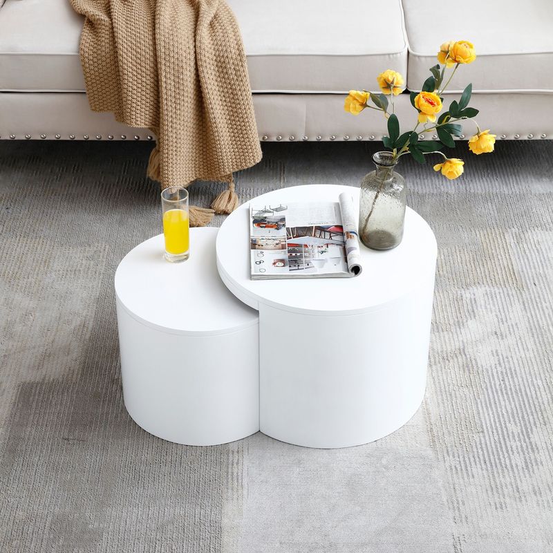 Coffee Tables,MDF With Ash/oak/walnut Veneer Side Table/coffee Table/end Table/nesting Table Set Of 2 For Living Room,office,bedroom, White, 2Colors_voghion.com