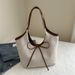 Women's Bags Niche Stitching Canvas Tote Bag Commuter Fashion Strap Bow Handbag Stylish Shoulder Underarm Bag Beach Bag_voghion.com