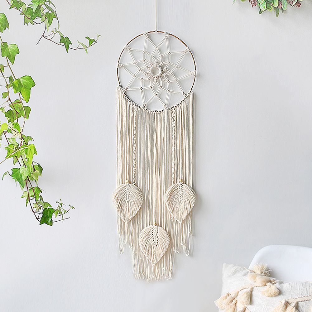 ins Nordic style woven tapestry leaves dream net wall hanging home decorations wall decorations ornaments pendant_voghion.com