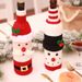 Festive Knitted Wine Bottle Cover - Christmas Champagne & Wine Cozy For Holiday Decor (Santa/Snowman Design)_voghion.com