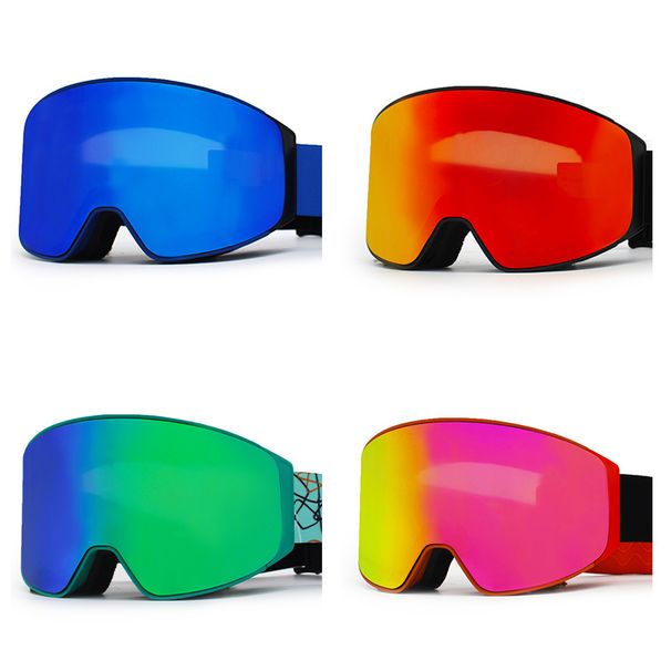 Anti UV yetişkin çift katmanlı manyetik hiperbolik kaplamalı kayak gözlüğü, kış sporları ekipmanı_voghion.com