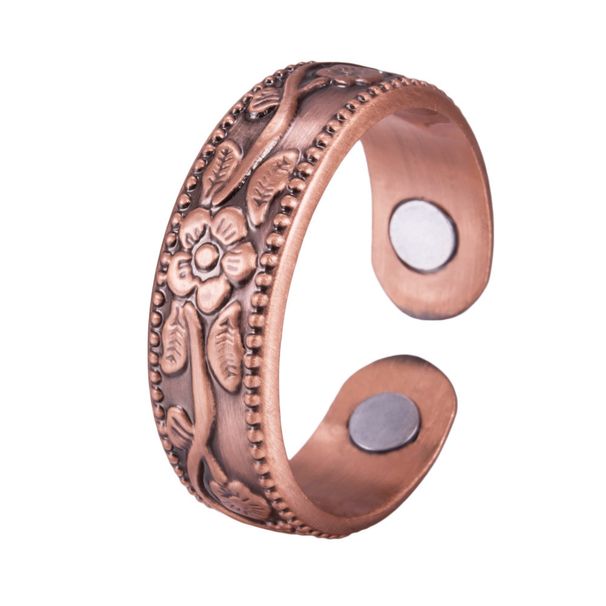 Jiarui - Juego de anillos magnéticos con flores, pulsera ajustable para hombre y mujer_voghion.com
