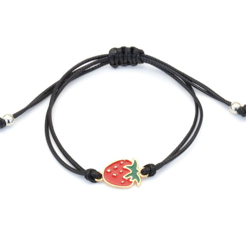 Oil Drip Alloy Strawberry Pearl Inlaid Diamond Fruit Unisex Simple Bracelet_voghion.com