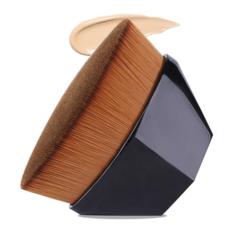 Foundation Makeup Brush Flat Top Kabuki Hexag, Foundation Brush for Blending Liquid,Powder Cosmetics with Travel Protective Case (Black)_voghion.com