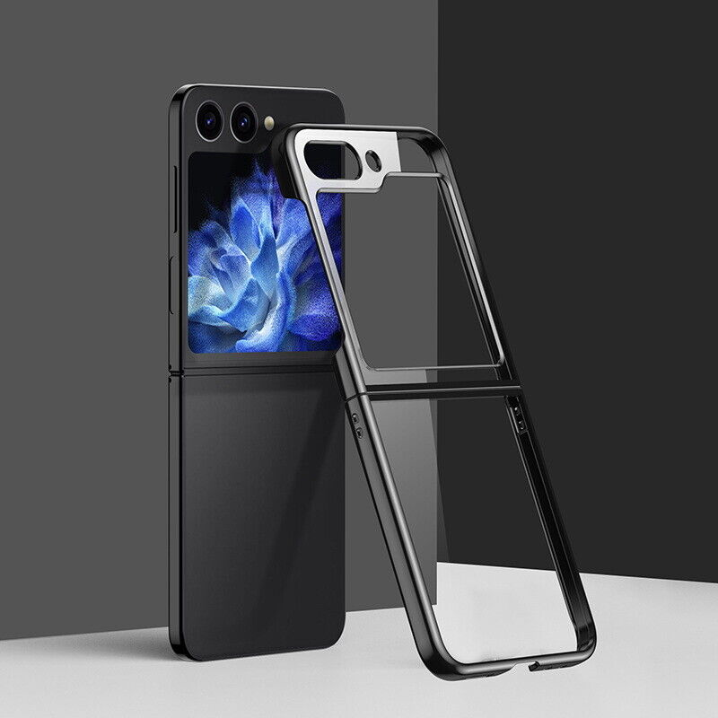 Custodia trasparente con paraurti placcato per Samsung Galaxy Z Flip5 Flip4 Flip3 5G Custodia rigida pieghevole antiurto sottile e trasparente_voghion.com