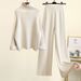 Damen Winter-Strickset – Rollkragenpullover & weite Hose (2-teiliges Outfit)_voghion.com
