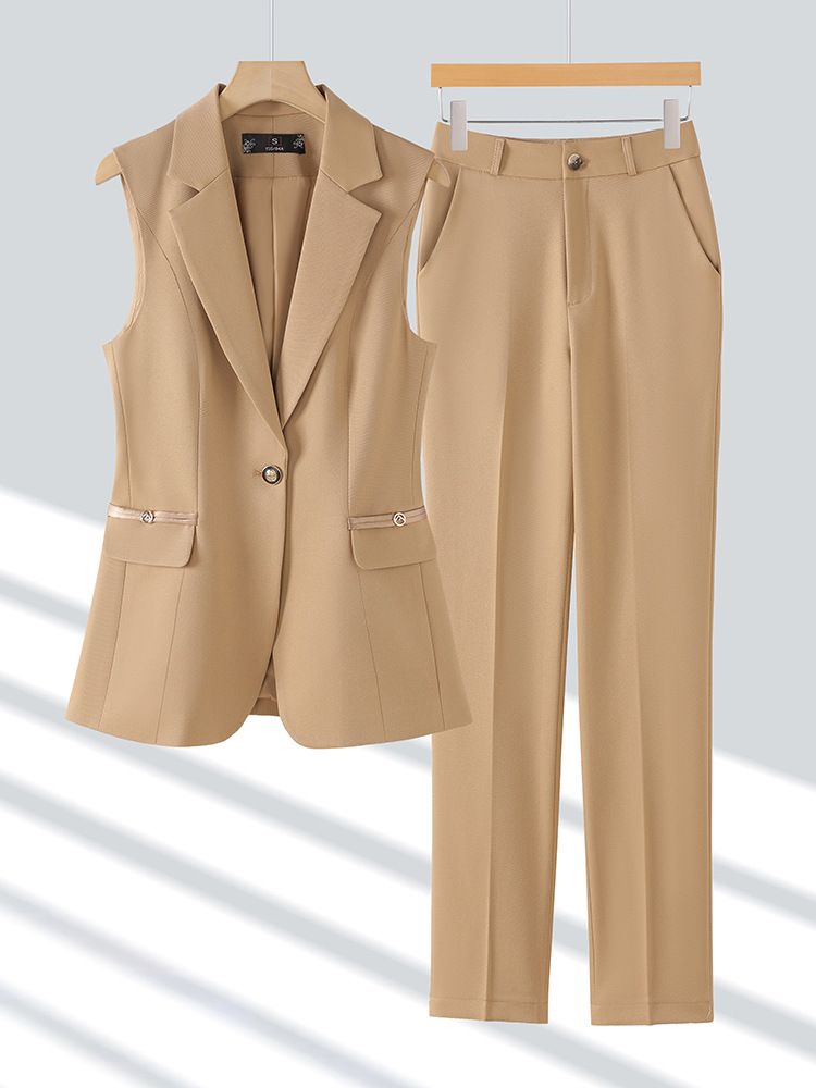 Damenbekleidung Neue Herbst High End Schlankes Temperament Professionelle Weste Zweiteiliger Anzug_voghion.com