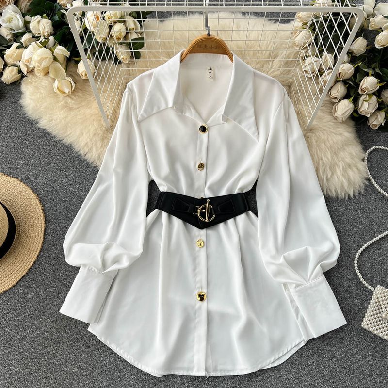 Rochie de seară albă cu mânecă lungă pentru femei, de înaltă calitate și cu un temperament frumos_voghion.com