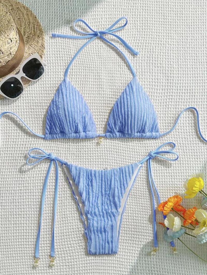 Women's Clothing New Sexy Bikini Split Swimsuit Two Piece Drawstring Backless_voghion.com