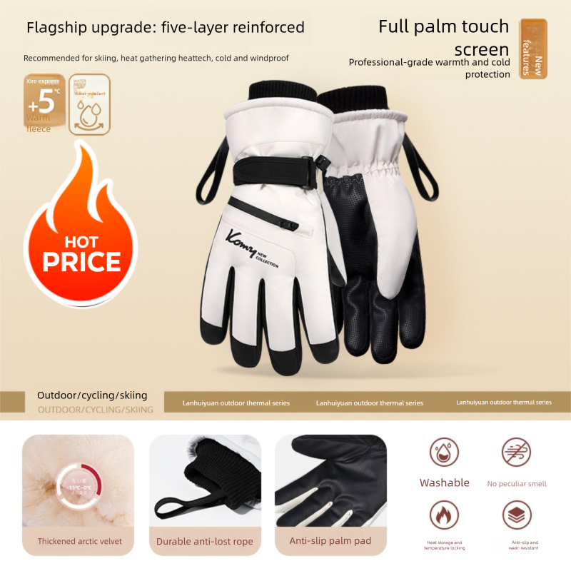 Guanti da sci invernali da uomo Northeast, foderati in pile, spessi, caldi e antifreddo, in cotone, impermeabili, per motocicletta elettrica_voghion.com