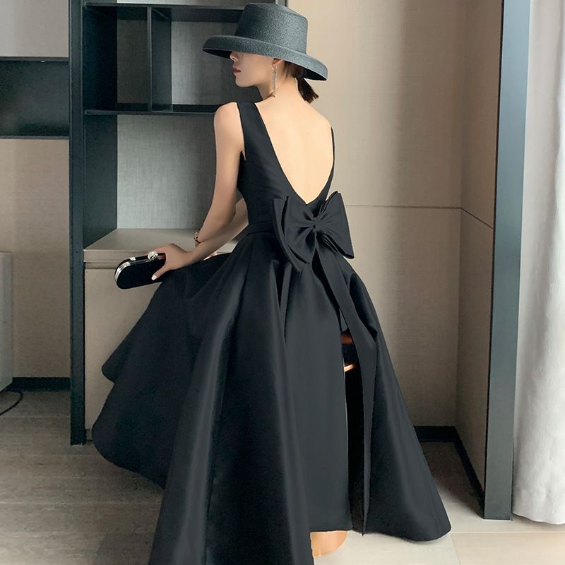 Abendkleid im Promi-Stil, rückenfrei, Schleife, mittellang, für Zeremonien, Geburtstagsfeiern, Prinzessinnenkleid, Toastkleid für Damen_voghion.com