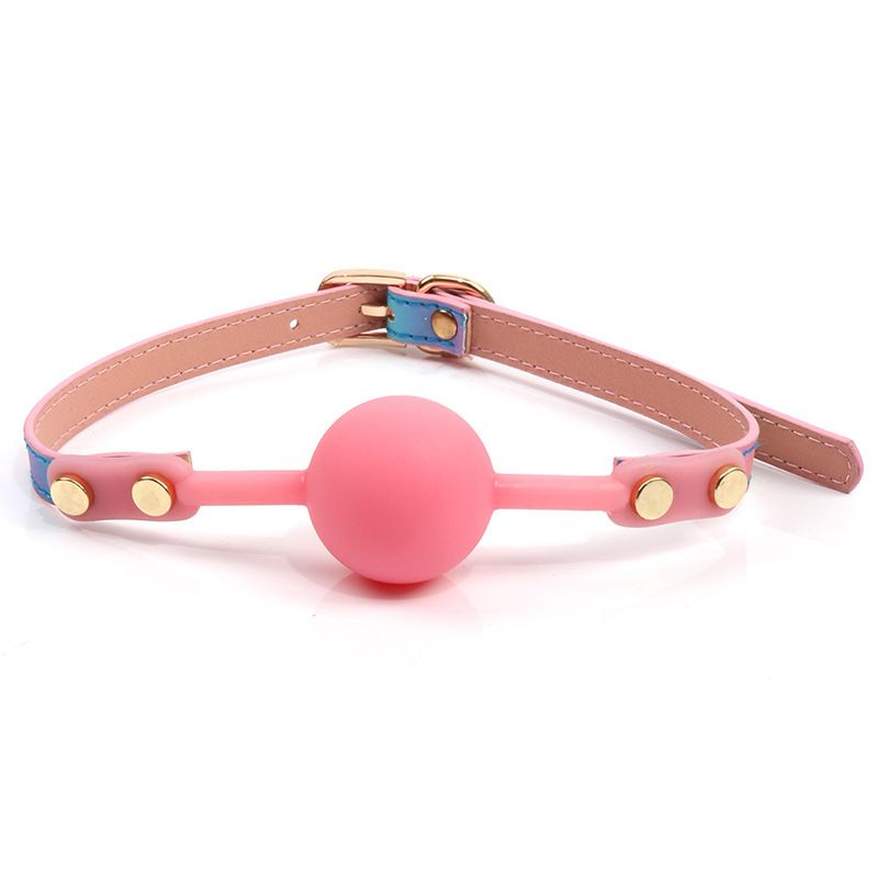 SM Sexual Training Shackles Adulto Sexo Silicone Bola Rosa Arco-íris Gradiente Cor Boca Plug_voghion.com
