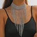 Collana da donna in lega di colore pieno e lucido con nappa placcata in argento e strass_voghion.com