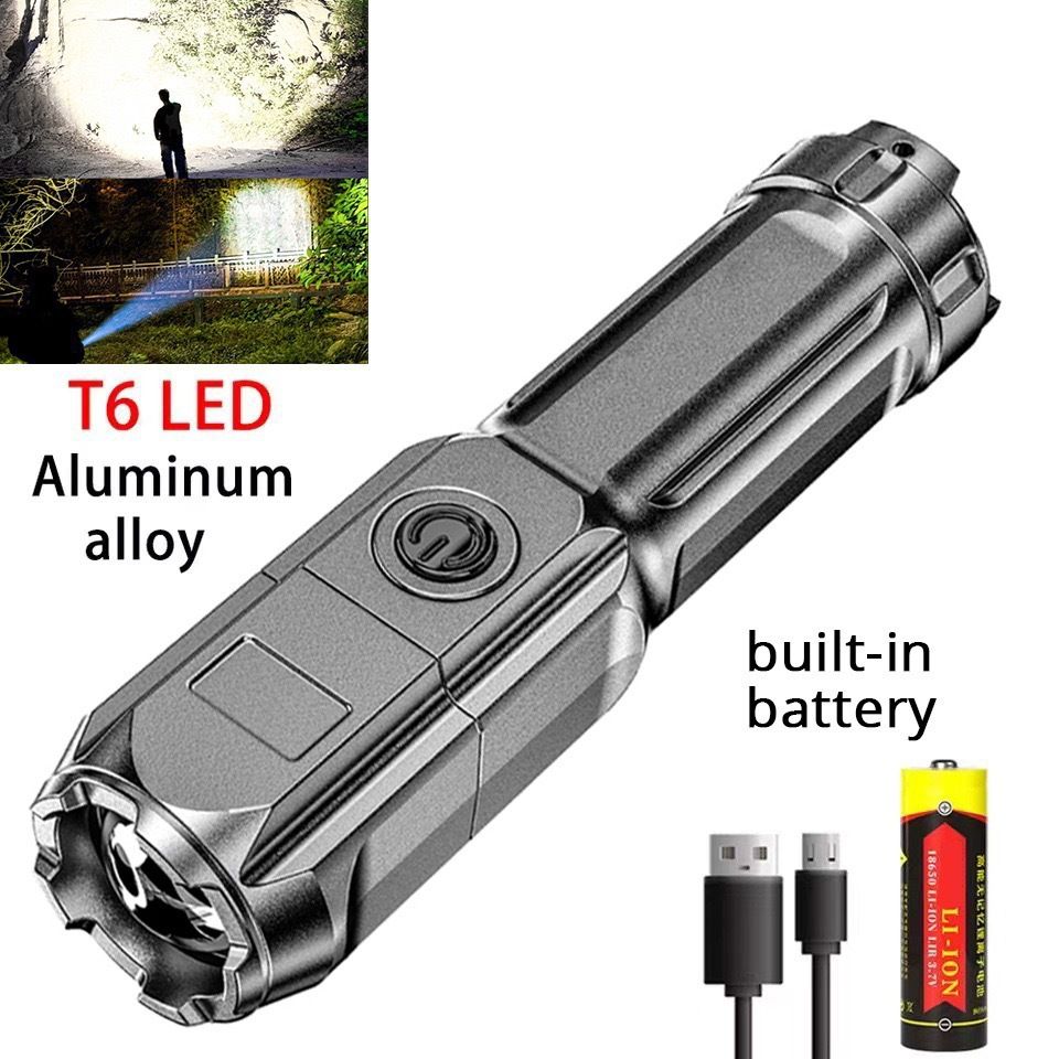LED Flashlight – 1000LM Zoomable, USB-C Rechargeable, 1200mAh Battery, 500m Long-Range Beam For Outdoor & Emergency Use_voghion.com
