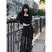 2025 Summer Women's Suit With Hollow Waist Tie Short Jacket And Simple Mesh Patchwork Long Pants Two-Piece Set_voghion.com