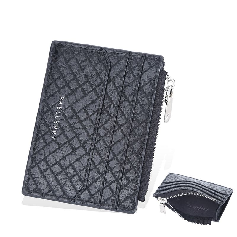 Baellerry nuevo tarjetero de negocios para hombre, tarjetero de PU minimalista con cremallera fina, tarjetero para jóvenes, venta al por mayor_voghion.com