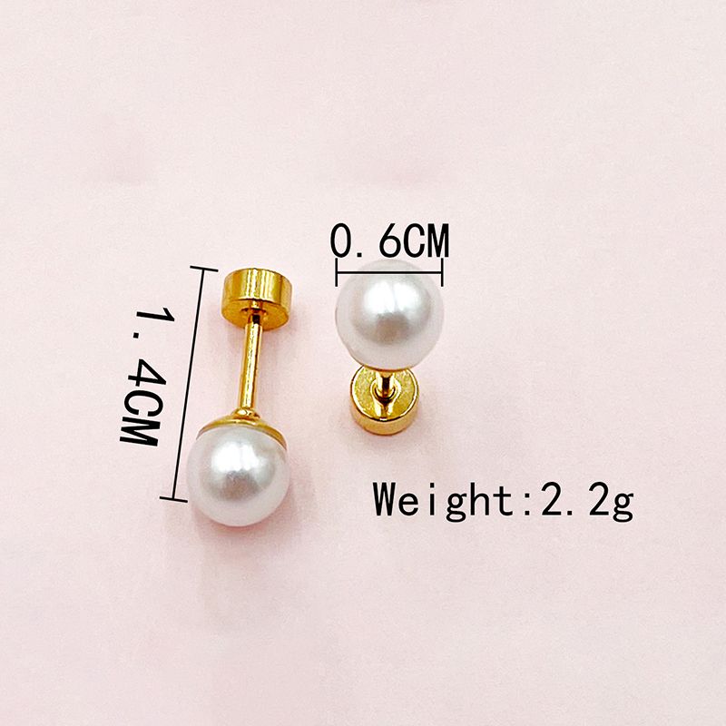 Orecchini intarsiati placcati in oro 14K con perle in acciaio inossidabile 304, stile semplice ed elegante all'ingrosso_voghion.com