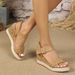 Damen Schong Summer Nei Gefleckt Sandalen Klassesch Moud Fee Stil Ee Wuert Schnalle Casual Open Toe Wedge Sandalen_voghion.com