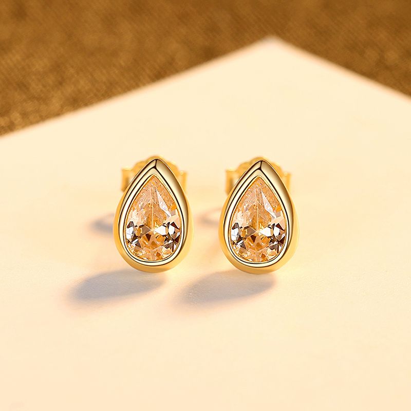 Echte Sterling Silber Wassertropfen CZ Ohrstecker für Frauen Charm Zirkon Ohrringe Feine Pendientes Moda_voghion.com
