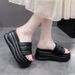 Women's Summer Outdoor Trendy New High Heel Thick Sole Round Toe Platform Beach Slide Flat Slippers_voghion.com