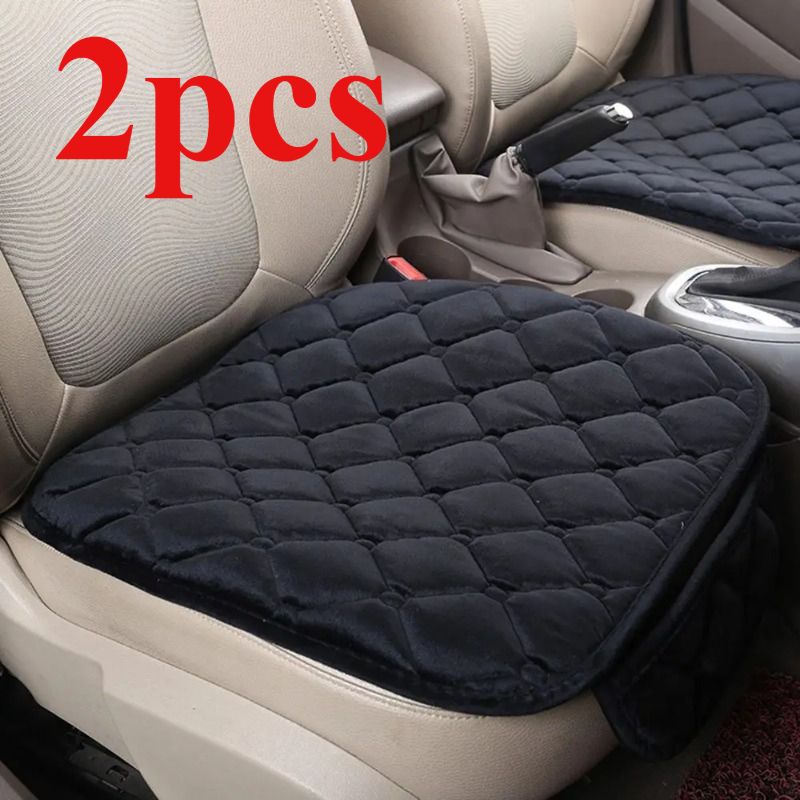 The Plush Cover Warm And Soft 2pcs Seat Cushion Anti-slip Chair Protection Pad Is Suitable For Most Car Models_voghion.com