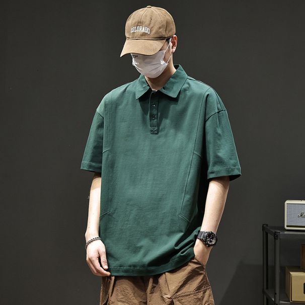 Polo d'été à manches courtes en pur coton 280 g pour homme, col rabattu, ample, grande taille, décontracté_voghion.com